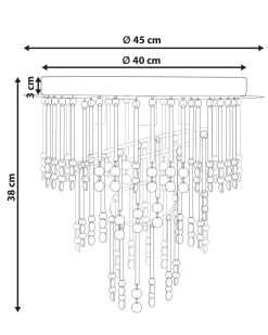 Outlet Beliani Lampadario ESMELLE L Cristallo Argento Argento Trasparente
