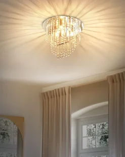 Outlet Beliani Lampadario ESMELLE L Cristallo Argento Argento Trasparente