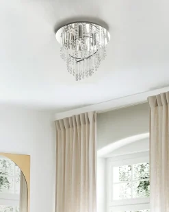 Online Beliani Lampadario ESMELLE S Cristallo Argento Argento Trasparente