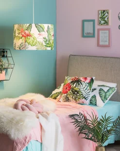 Sale Beliani Lampadario FLAMINGO Multicolore Bianco Rosa Verde