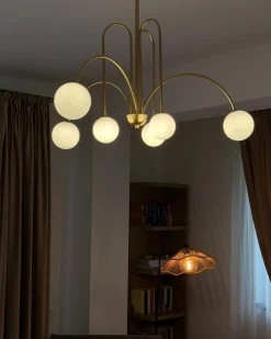 New Beliani Lampadario FORBES Metallo Oro Bianco Oro