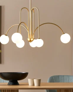 New Beliani Lampadario FORBES Metallo Oro Bianco Oro