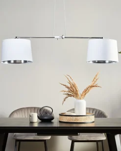 Outlet Beliani Lampadario FUCINO Bianco Bianco Argento
