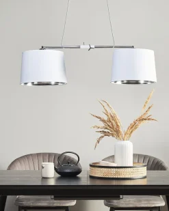 Outlet Beliani Lampadario FUCINO Bianco Bianco Argento