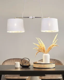 Outlet Beliani Lampadario FUCINO Bianco Bianco Argento