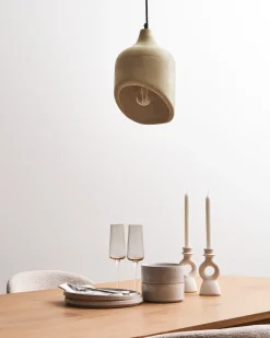 Outlet Beliani Lampadario GANDAKI Legno di mango chiaro Marrone