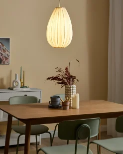 Outlet Beliani Lampadario GERA Tessuto Bianco