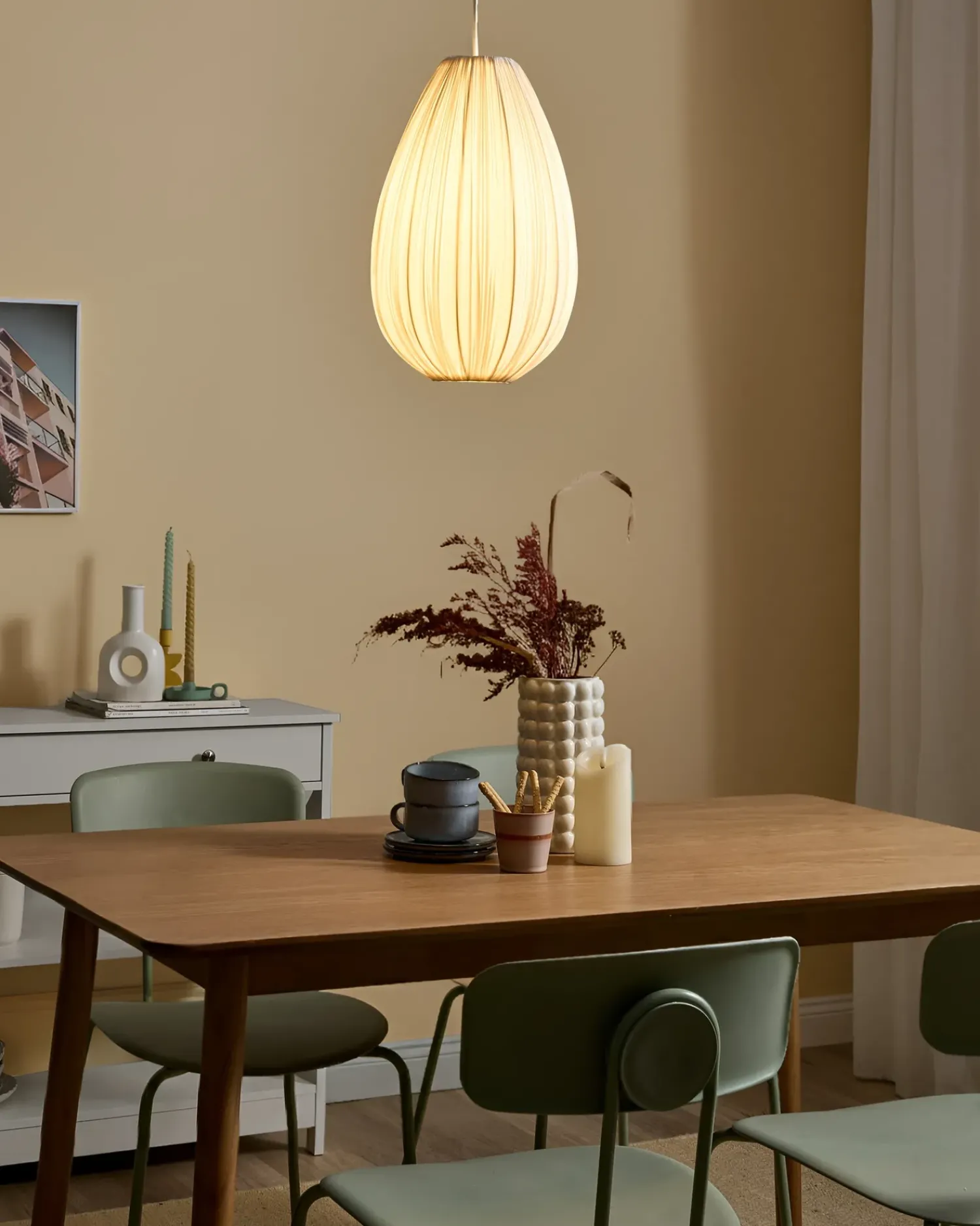 Outlet Beliani Lampadario GERA Tessuto Bianco