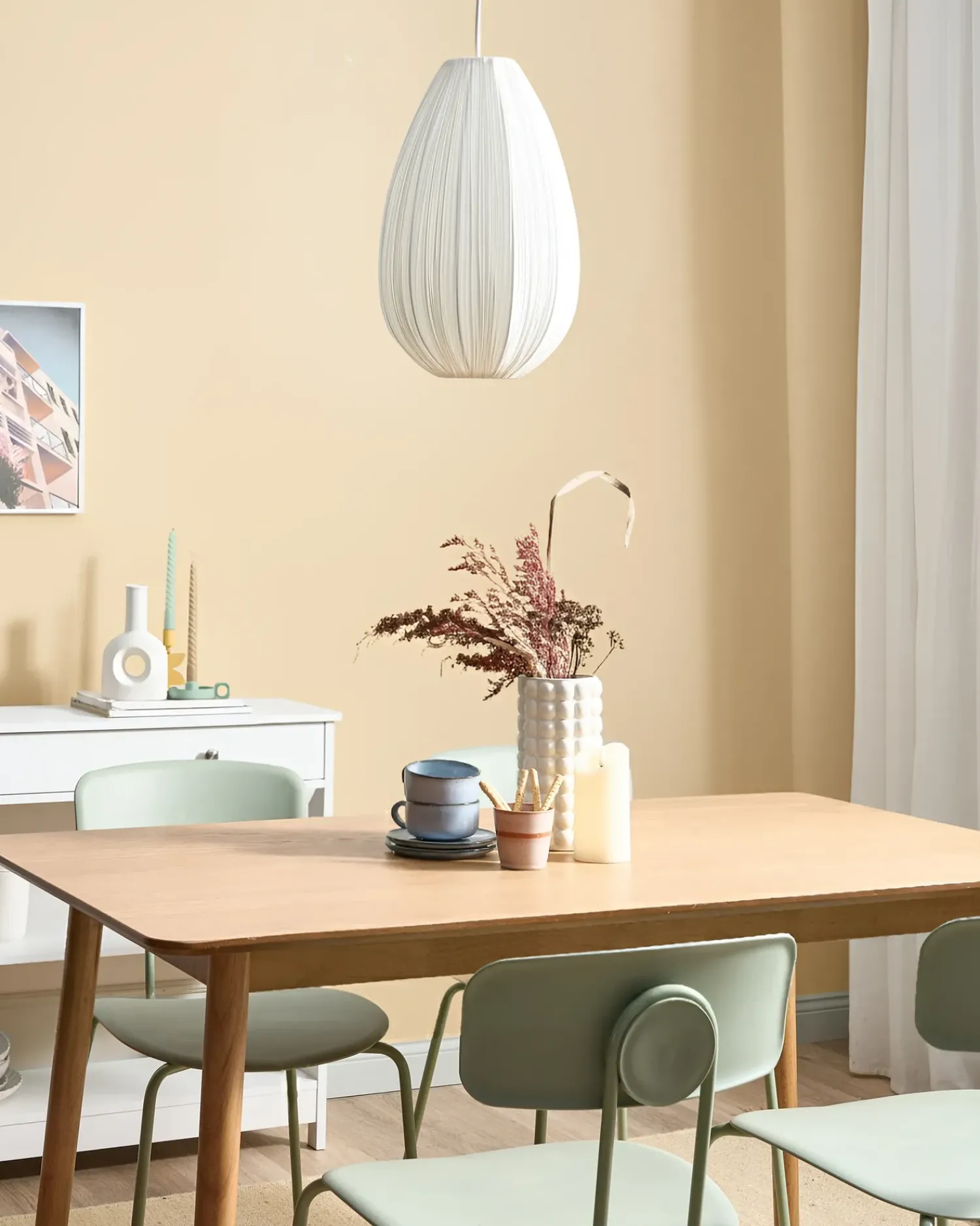 Outlet Beliani Lampadario GERA Tessuto Bianco
