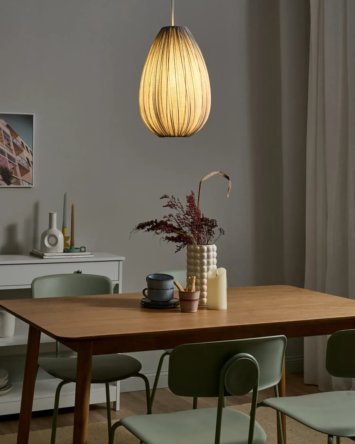 Clearance Beliani Lampadario GERA Tessuto Grigio