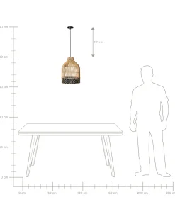 Beliani Lampadario GILO Rattan Naturale Naturale Nero