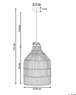 Beliani Lampadario GILO Rattan Naturale Naturale Nero
