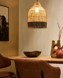 Beliani Lampadario GILO Rattan Naturale Naturale Nero