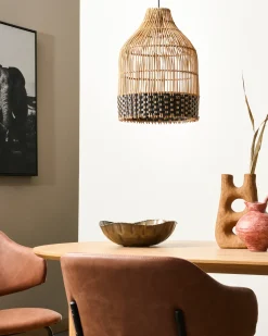 Beliani Lampadario GILO Rattan Naturale Naturale Nero