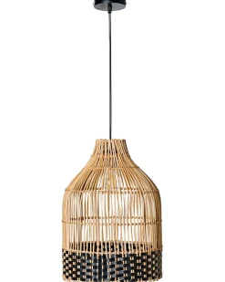 Beliani Lampadario GILO Rattan Naturale Naturale Nero