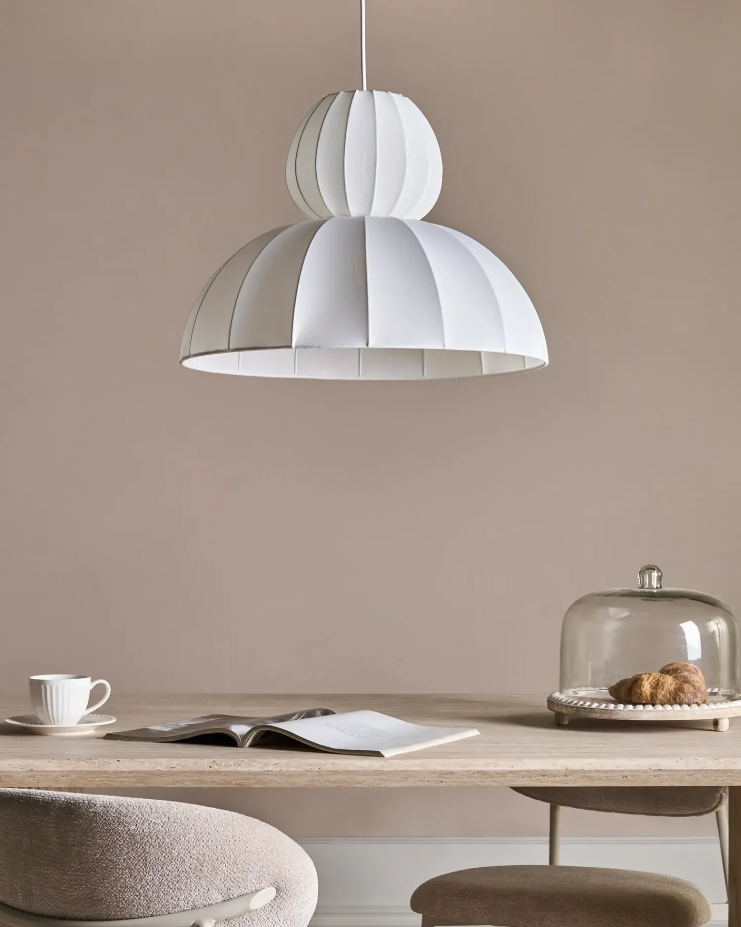 Best Beliani Lampadario GOELETTE Finta seta Bianco