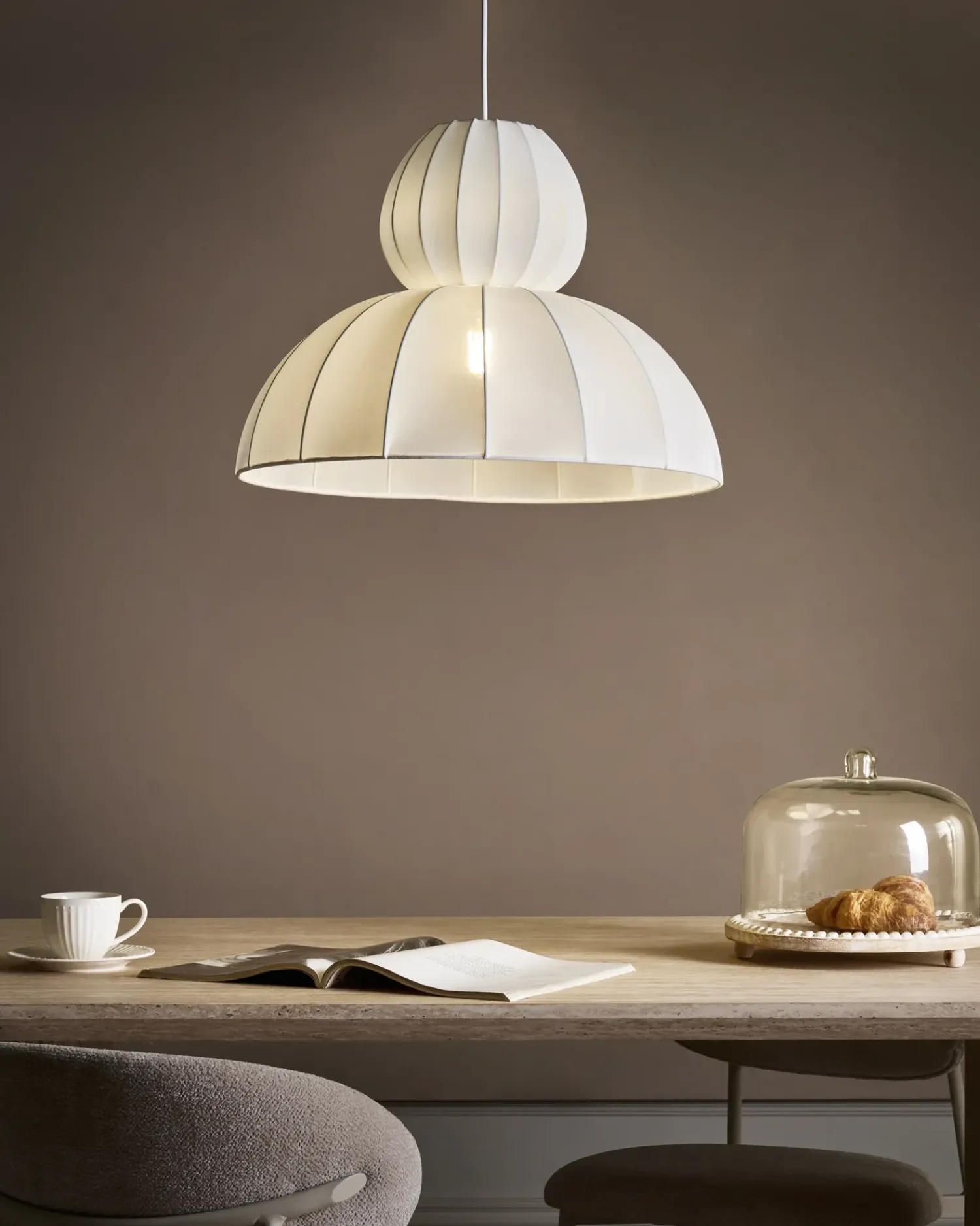 Best Beliani Lampadario GOELETTE Finta seta Bianco