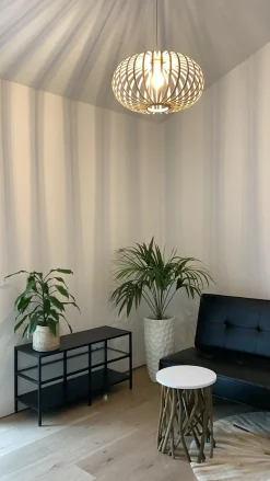 Outlet Beliani Lampadario HAVEL Bambù Marrone chiaro Bianco Marrone