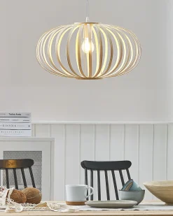 Outlet Beliani Lampadario HAVEL Bambù Marrone chiaro Bianco Marrone