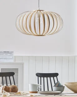 Outlet Beliani Lampadario HAVEL Bambù Marrone chiaro Bianco Marrone