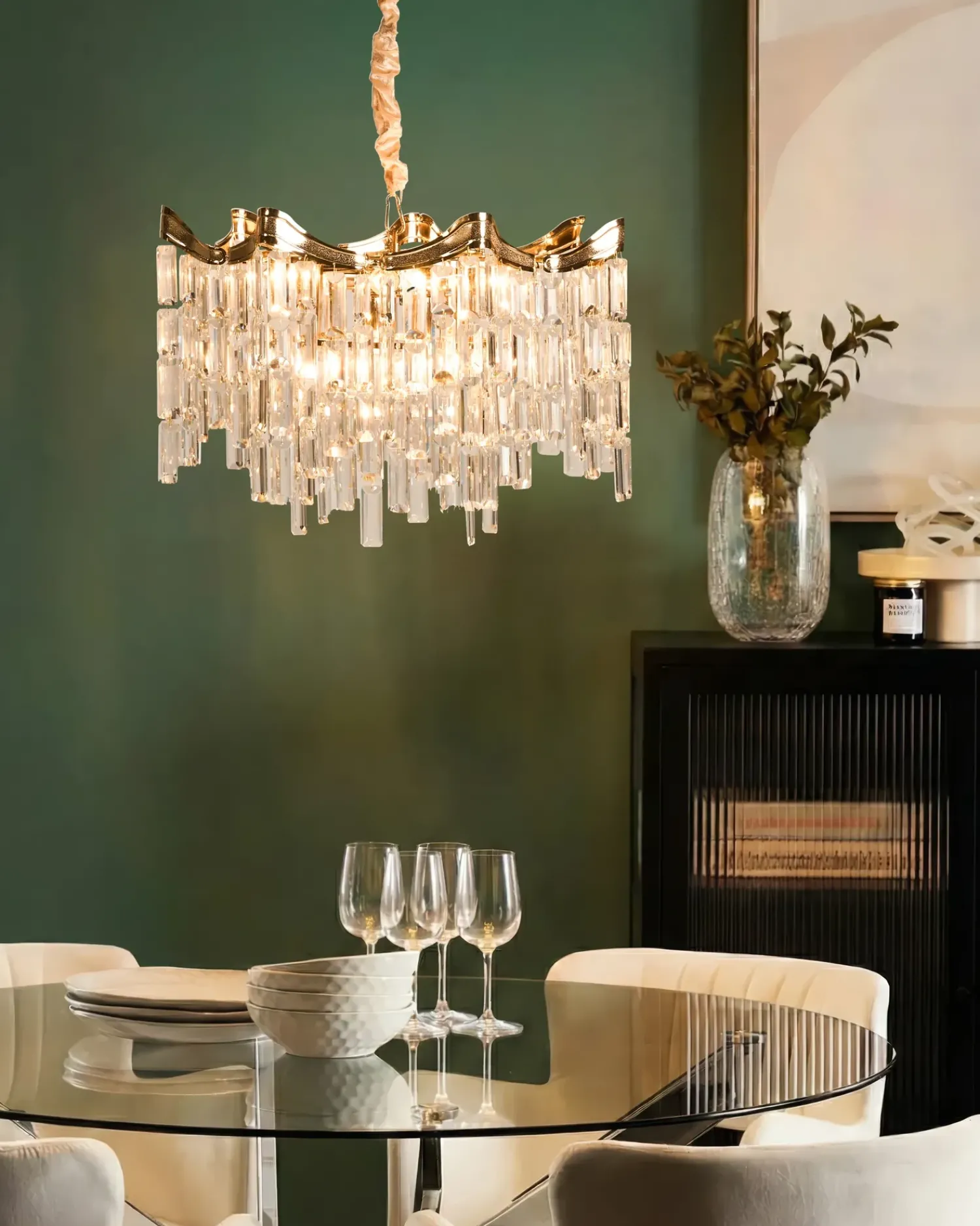 Outlet Beliani Lampadario JEMNI Cristallo Oro Oro Argento