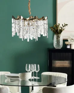 Outlet Beliani Lampadario JEMNI Cristallo Oro Oro Argento
