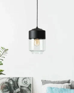 Online Beliani Lampadario JURUA Vetro Nero Trasparente Nero
