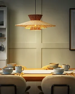 Online Beliani Lampadario KABOMPO Rattan Marrone Beige Marrone