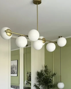 Beliani Lampadario KARLA Metallo Oro Bianco Oro