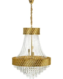 Online Beliani Lampadario KARSA Cristallo Oro Oro Trasparente
