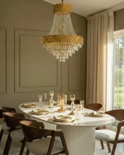Online Beliani Lampadario KARSA Cristallo Oro Oro Trasparente