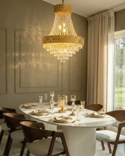 Online Beliani Lampadario KARSA Cristallo Oro Oro Trasparente