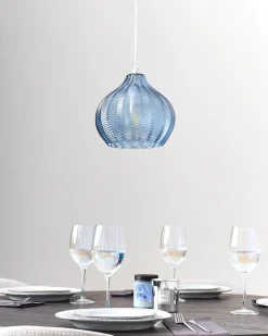 Clearance Beliani Lampadario KEILA Vetro Blu