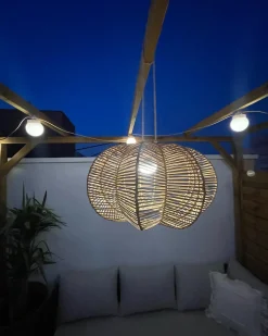 Hot Beliani Lampadario KIBI Rattan Naturale Naturale Nero