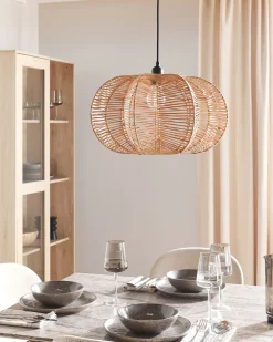 Hot Beliani Lampadario KIBI Rattan Naturale Naturale Nero