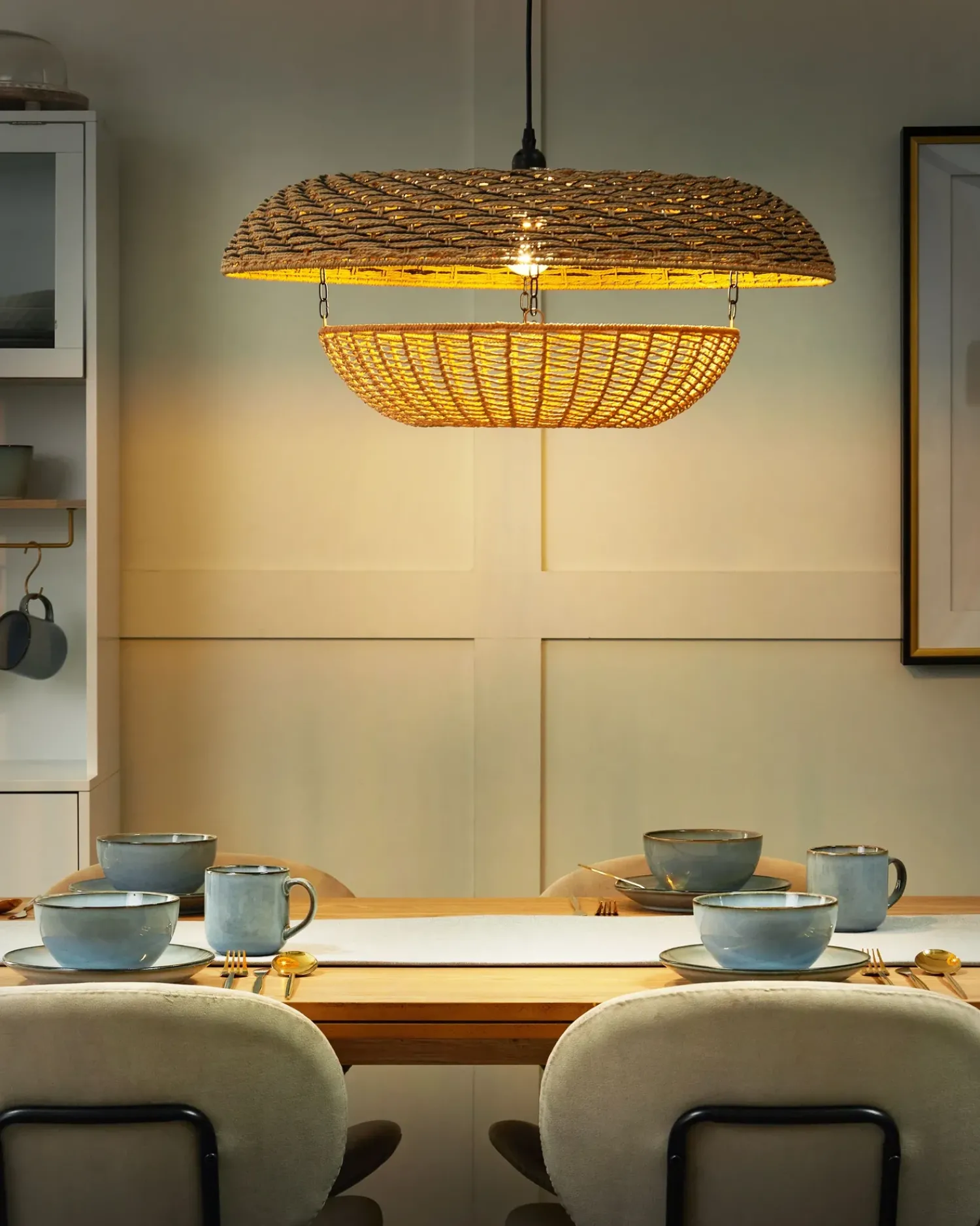 Outlet Beliani Lampadario KIDEPO Corda di carta Marrone Beige Naturale