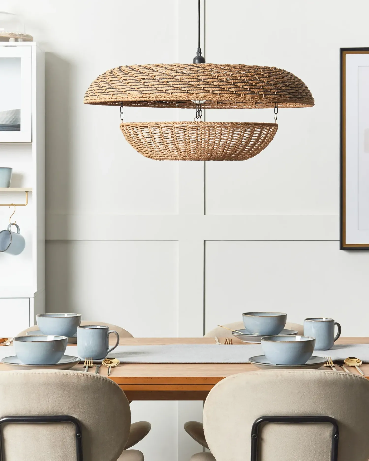 Outlet Beliani Lampadario KIDEPO Corda di carta Marrone Beige Naturale
