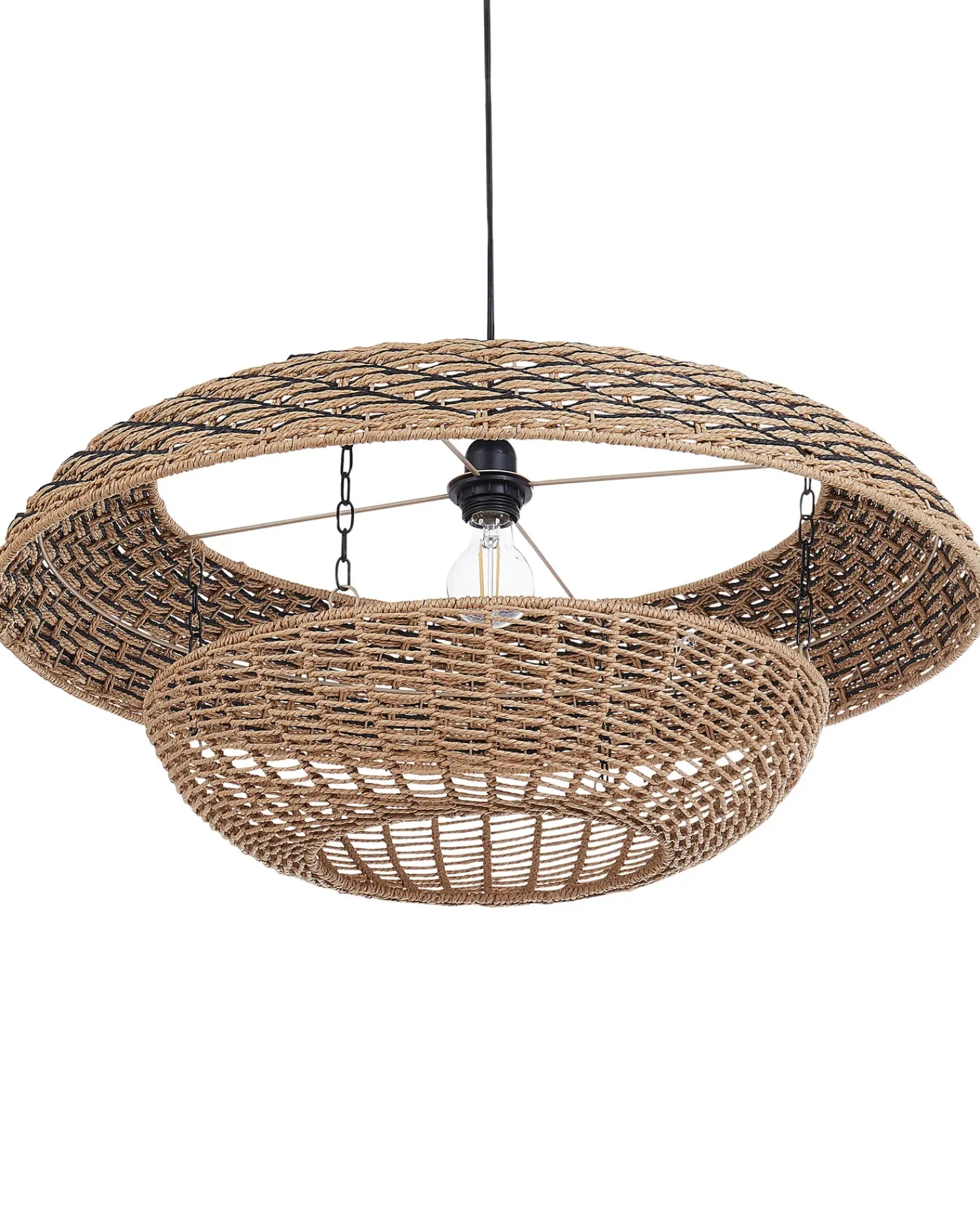 Outlet Beliani Lampadario KIDEPO Corda di carta Marrone Beige Naturale