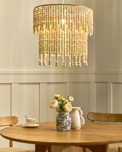 Best Beliani Lampadario KIRINDI Legno Marrone chiaro Bianco Marrone