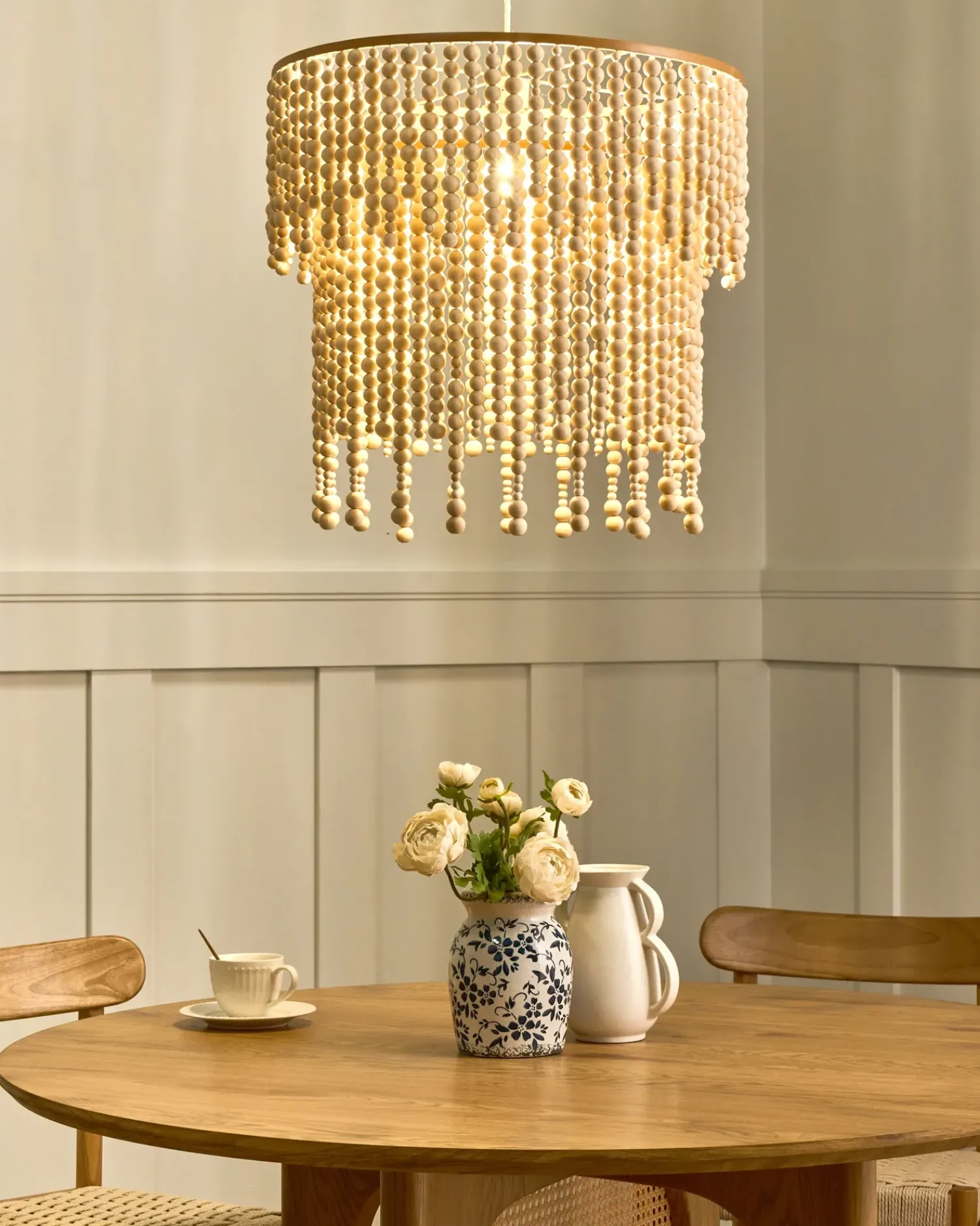 Best Beliani Lampadario KIRINDI Legno Marrone chiaro Bianco Marrone