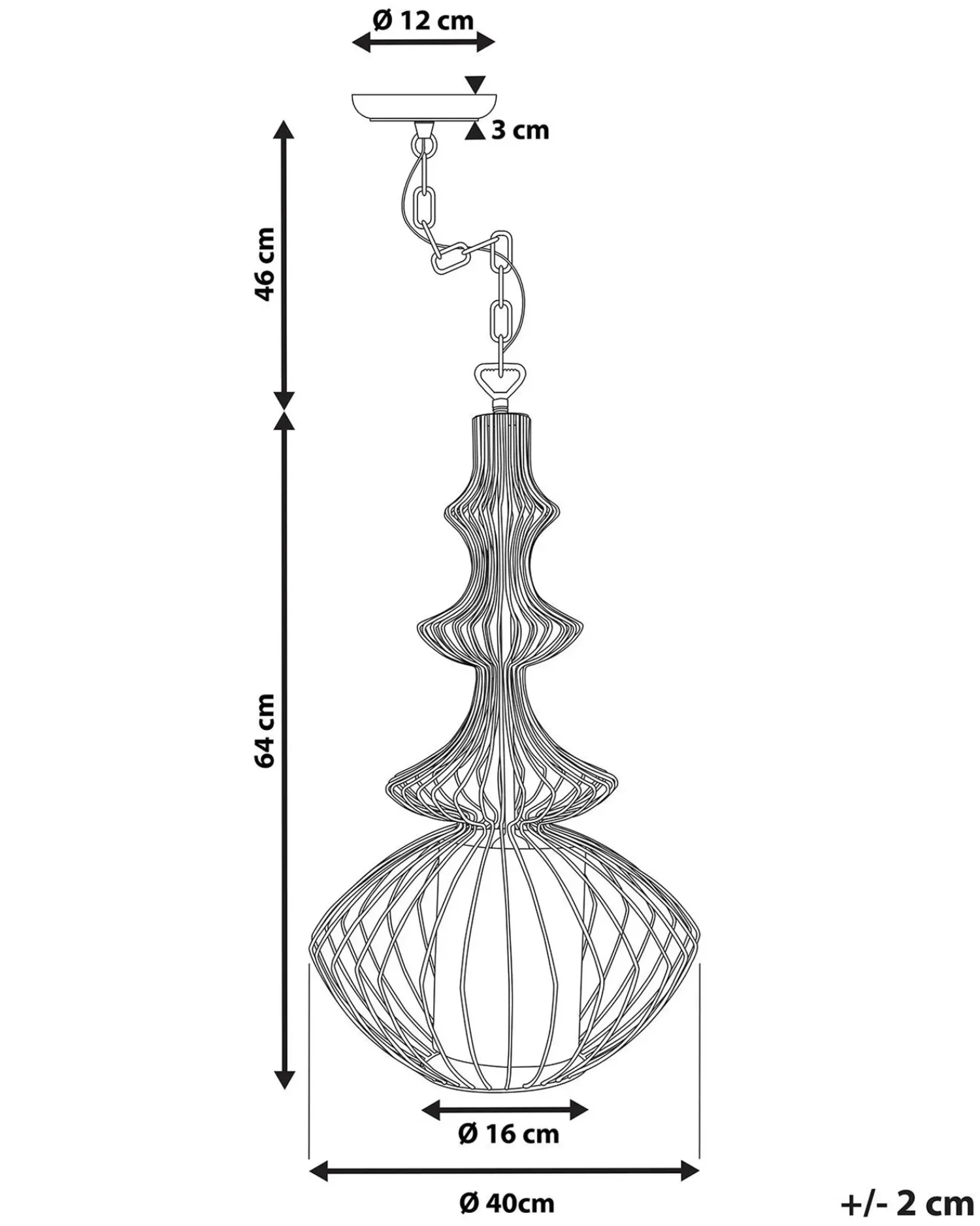 Beliani Lampadario KOLVA Metallo Nero