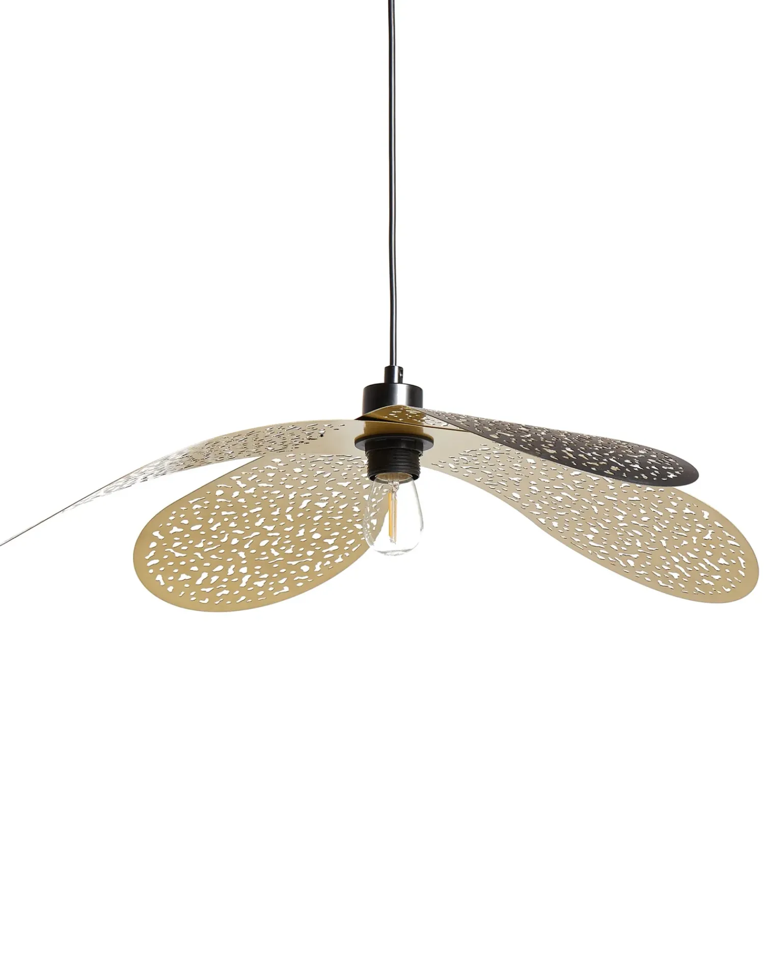 New Beliani Lampadario KOSHI Metallo Nero Nero Oro