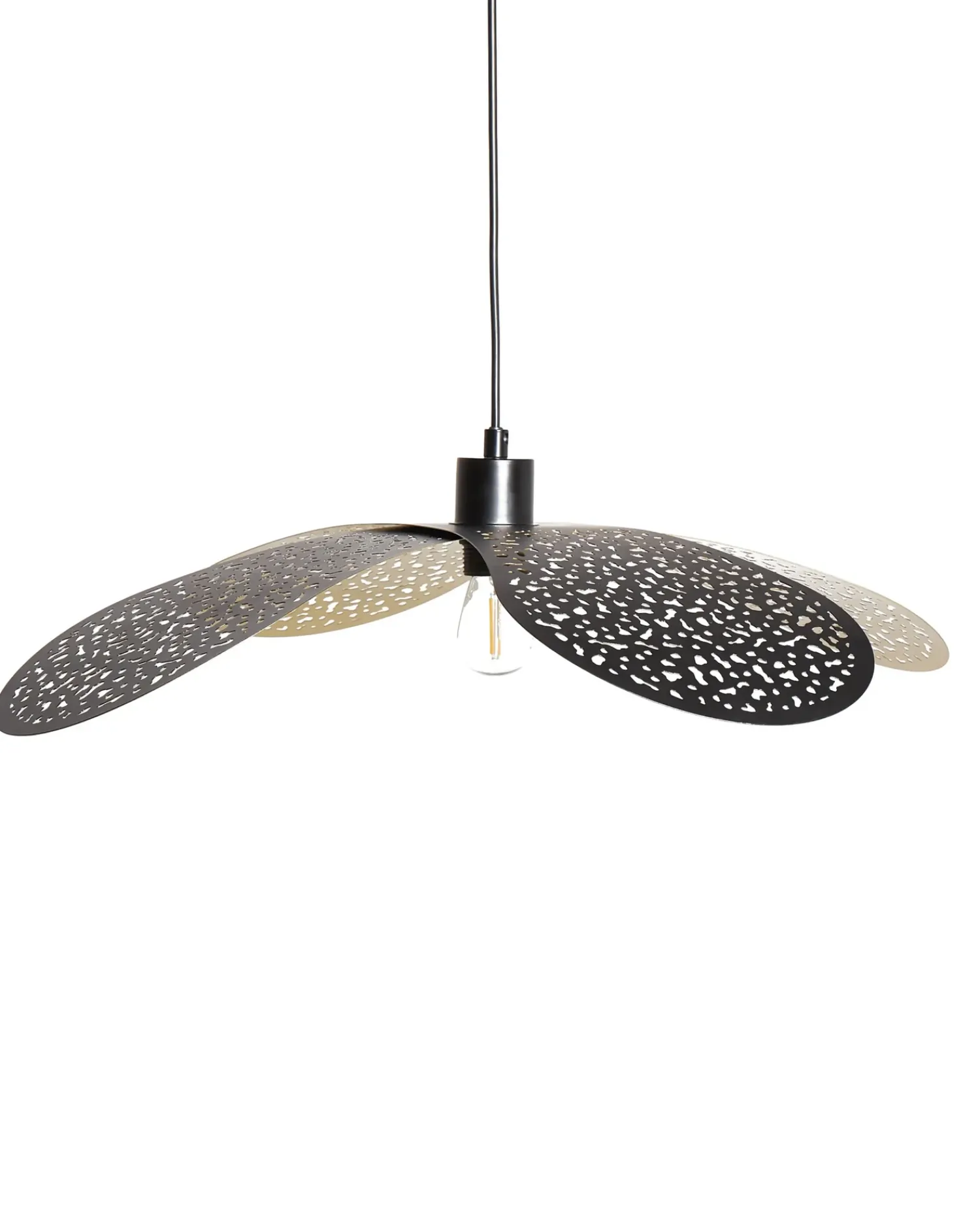 New Beliani Lampadario KOSHI Metallo Nero Nero Oro