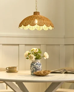 Hot Beliani Lampadario KUKULE Rattan Naturale Beige Naturale Oro