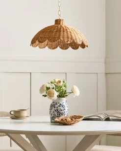 Hot Beliani Lampadario KUKULE Rattan Naturale Beige Naturale Oro