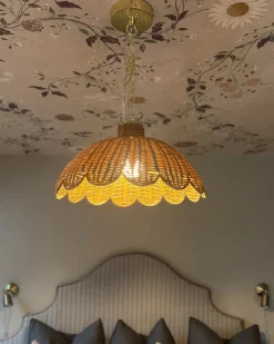 Hot Beliani Lampadario KUKULE Rattan Naturale Beige Naturale Oro