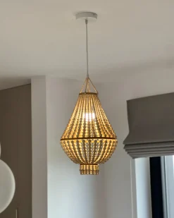 Beliani Lampadario KUMBUKKAN Legno chiaro Marrone