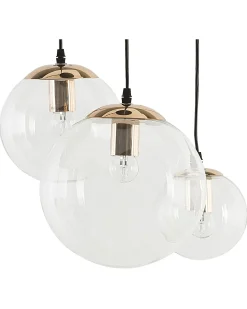 Best Beliani Lampadario LADON Vetro Trasparente Oro Trasparente
