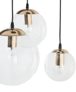 Best Beliani Lampadario LADON Vetro Trasparente Oro Trasparente