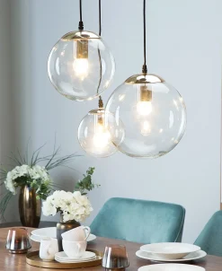 Best Beliani Lampadario LADON Vetro Trasparente Oro Trasparente